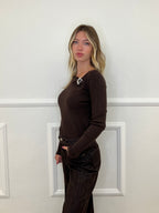 Maglia Drappeggio Fibbia 5560 Marrone