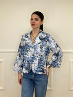 Giacca Jacquard Fiori 943-999 Azzurro