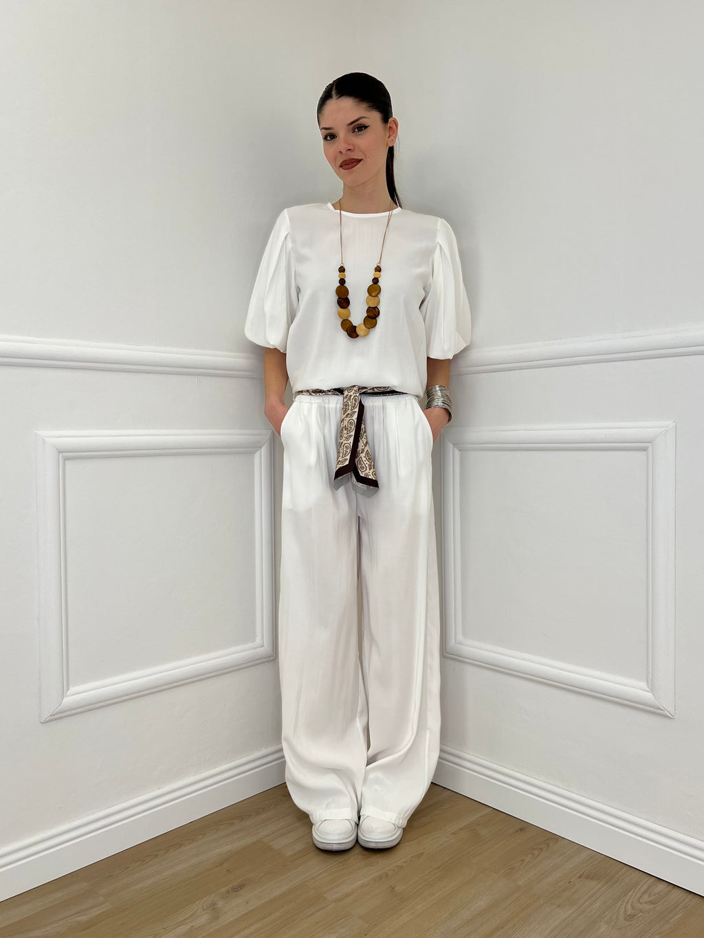 Pantalone Cupro Fusciacca 20527 Bianco
