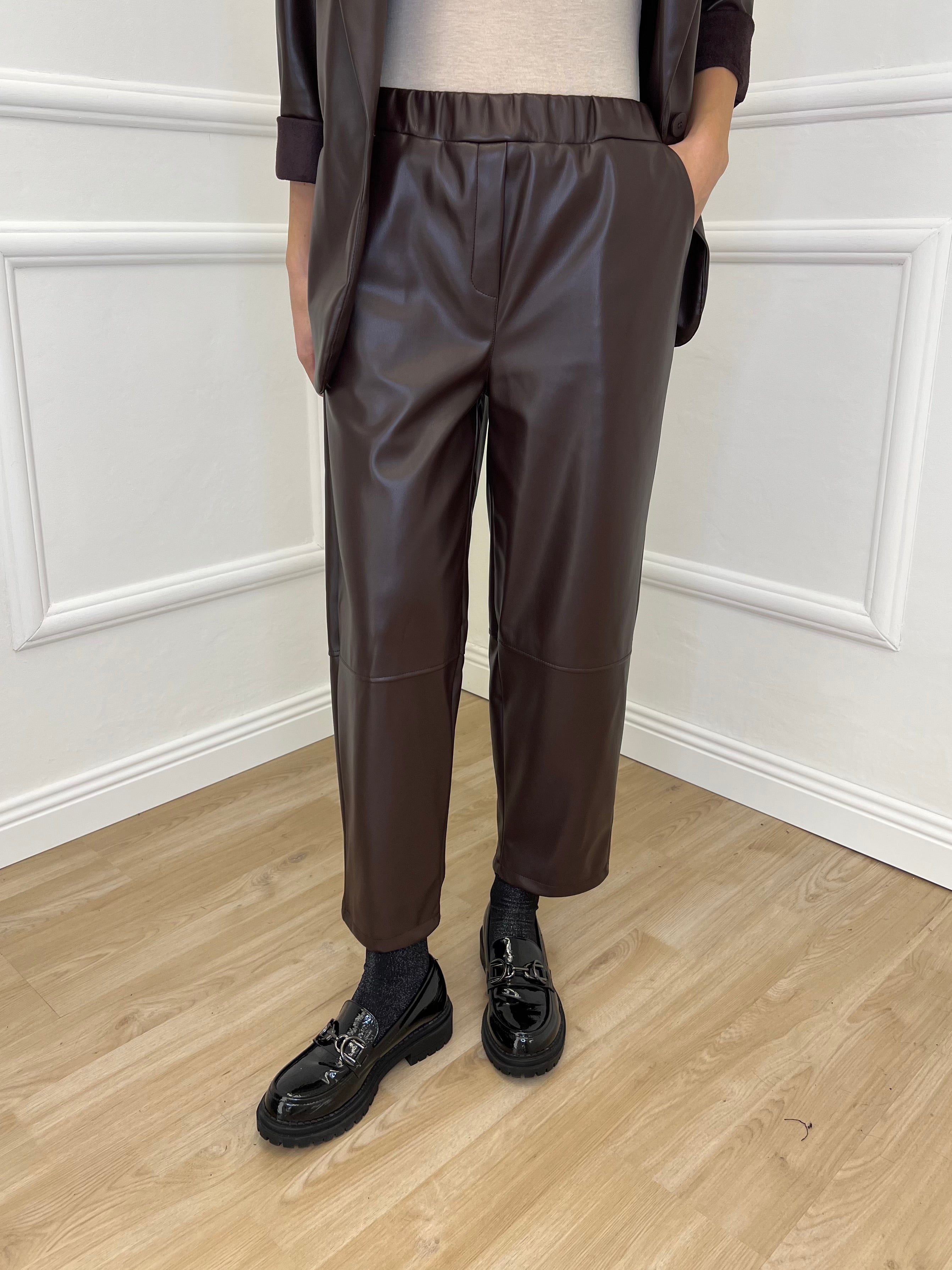 Pantalone Baggy Ecopelle 25348 Moro