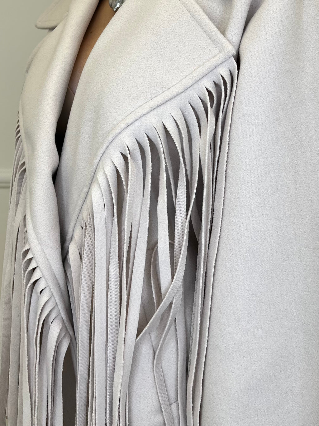 Fringed Coat Jacket 11903 Cream