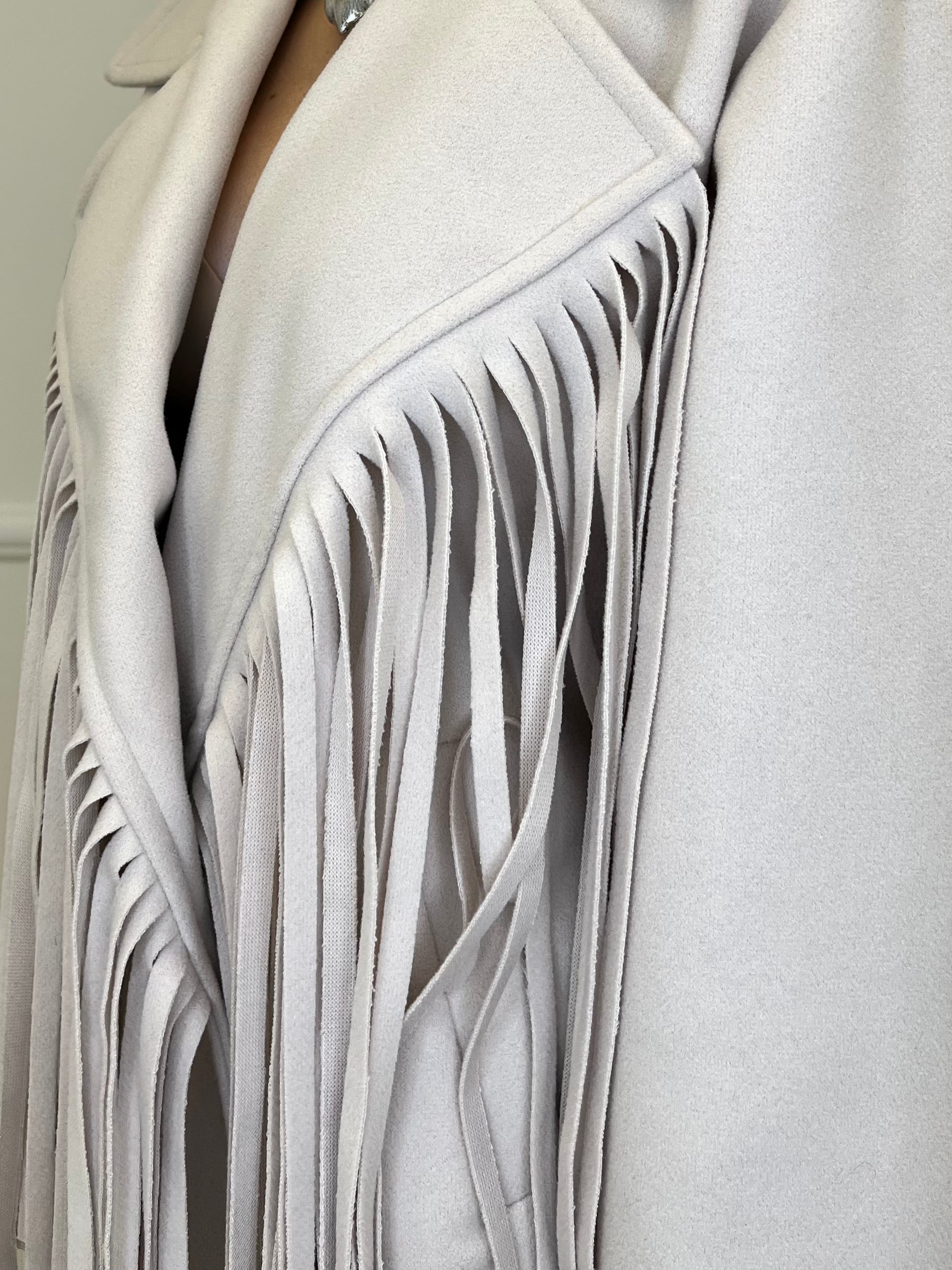 Giacca Cappotto Frange 11903 Panna