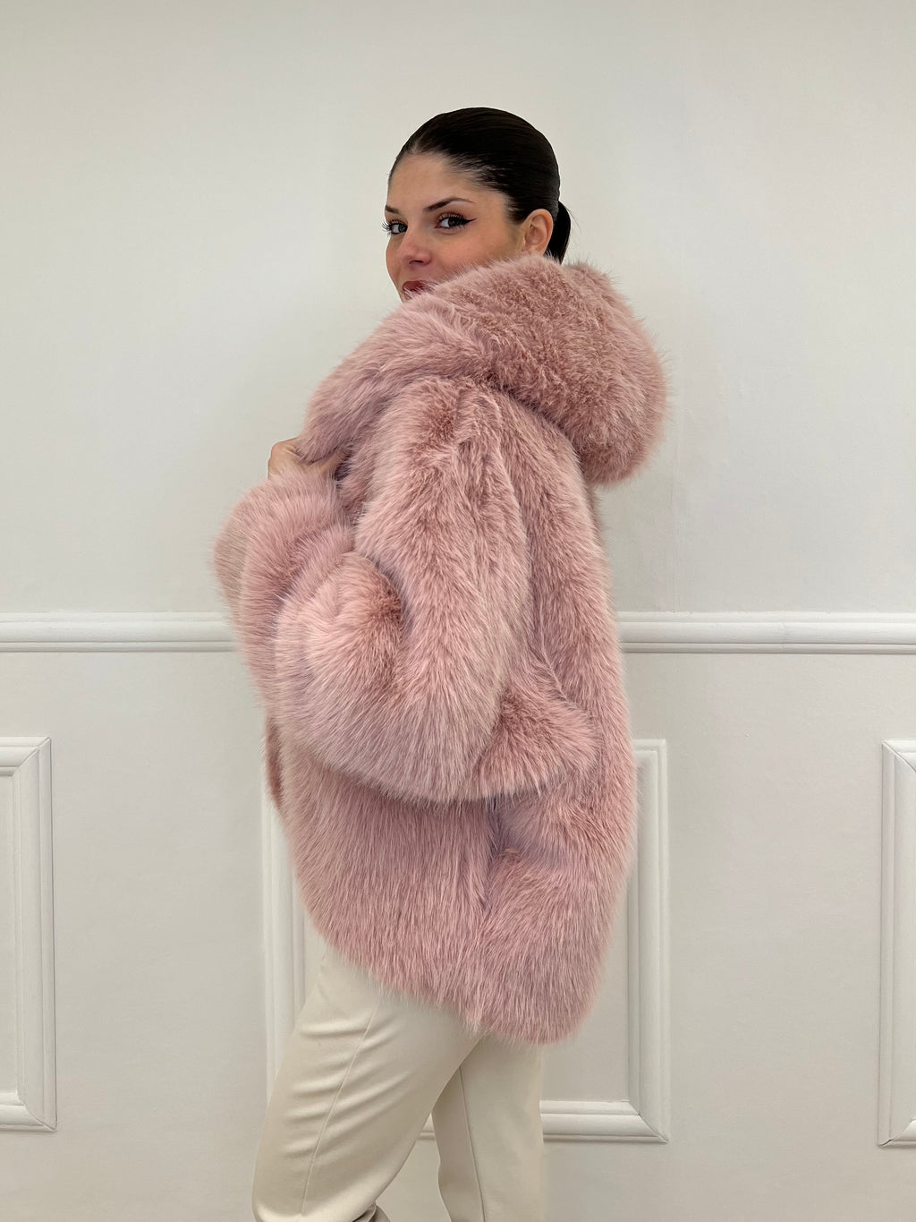 Pelliccia Cappuccio 9422 Rosa