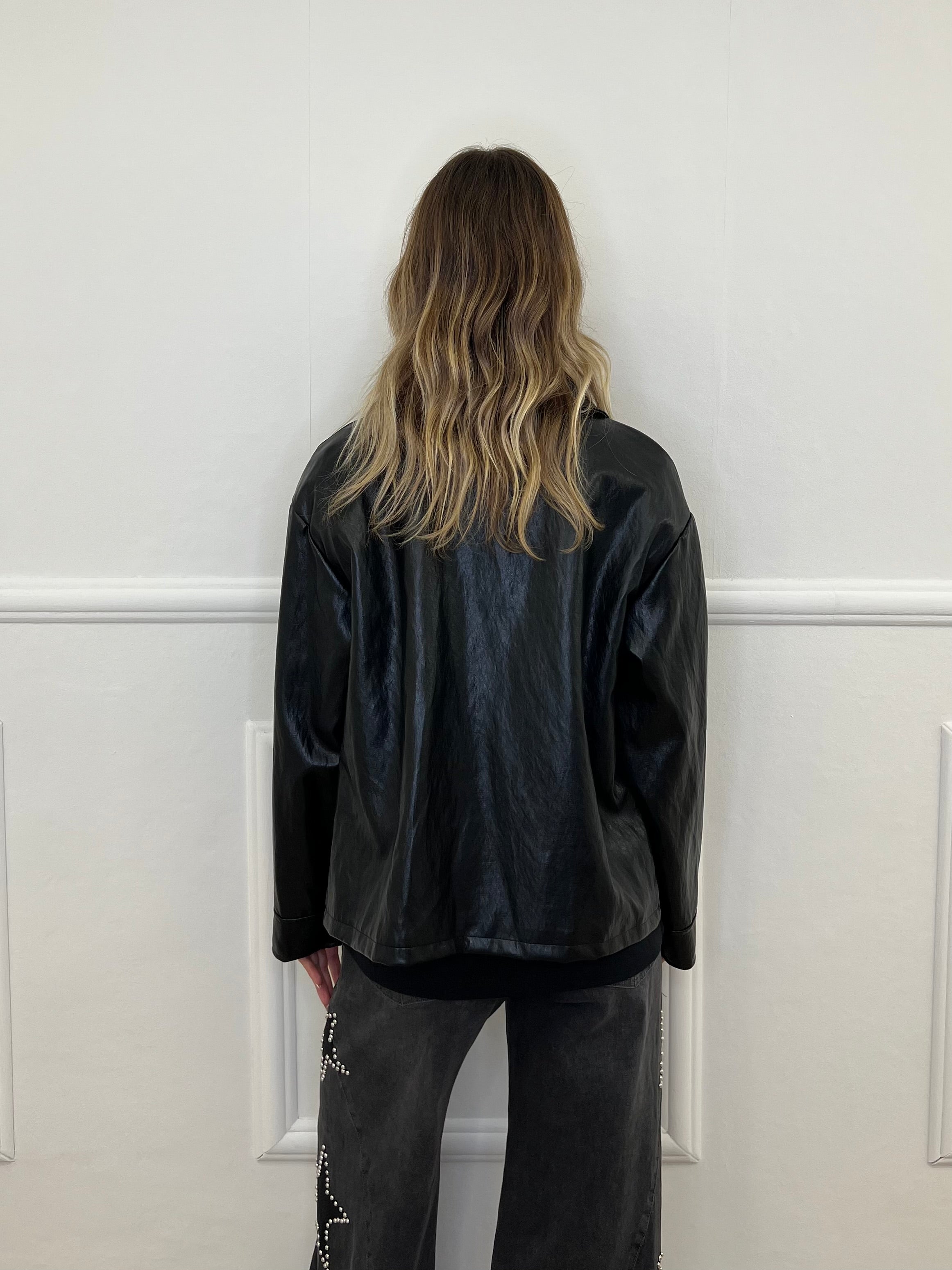 Giubbino Over Ecopelle G2651 Nero