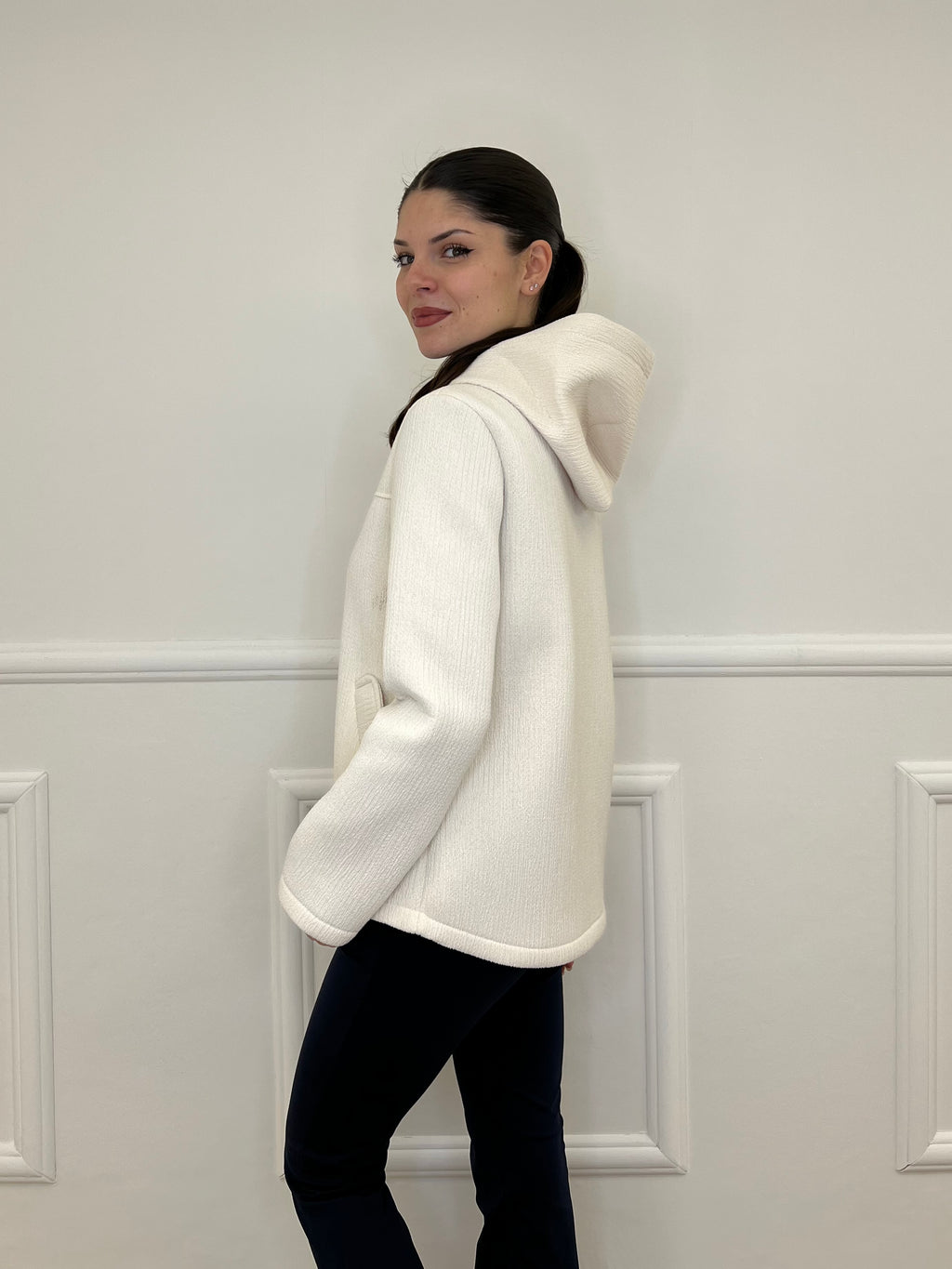 Giacca Neoprene Zip 26087 Panna