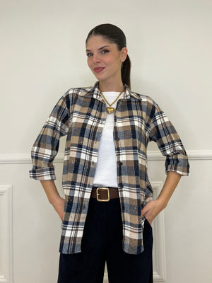 Camicia Madras Strass A35 Blu