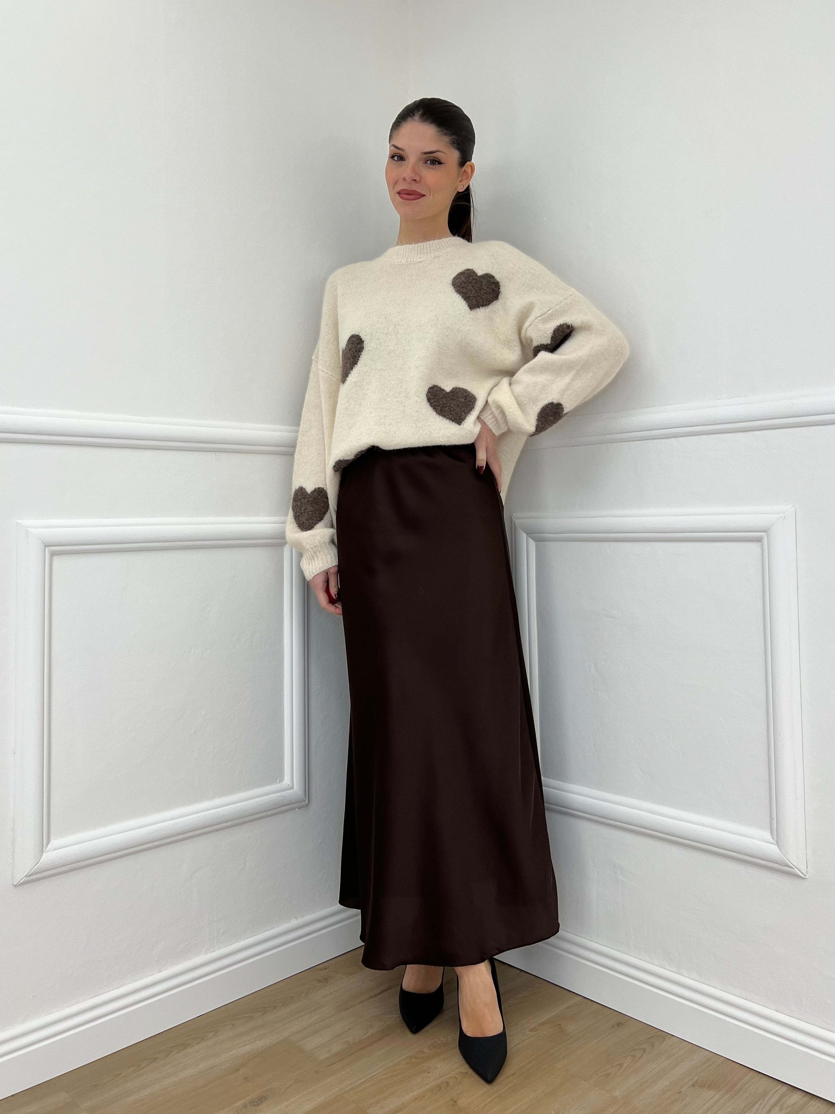 Maglia Shetland Cuori 2405 Ecru