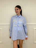 Maxi Camicia con Perle K880 Azzurro