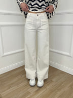 Jeans Straight Tasche Frontali 2207 Ecru