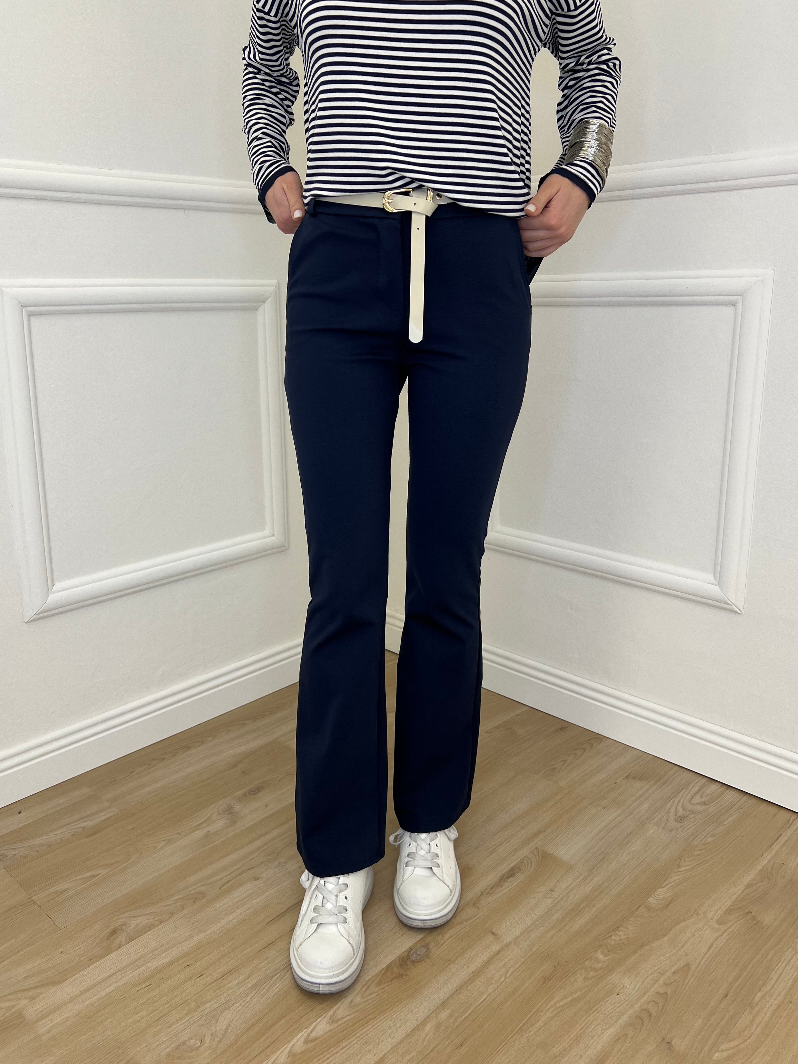 Pantalone Flare Cintura 26513 Blu