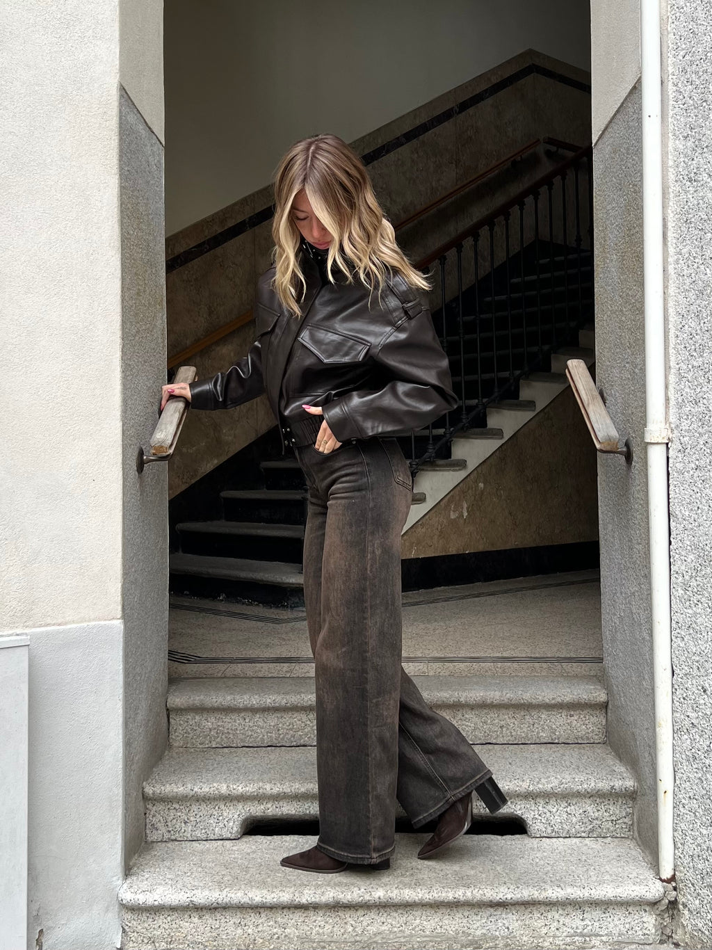 Jeans Straight Stonewash 5132 Marrone