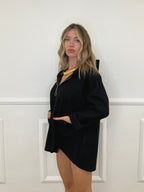Maxi Giacca in Panno con Zip 5075 Nero