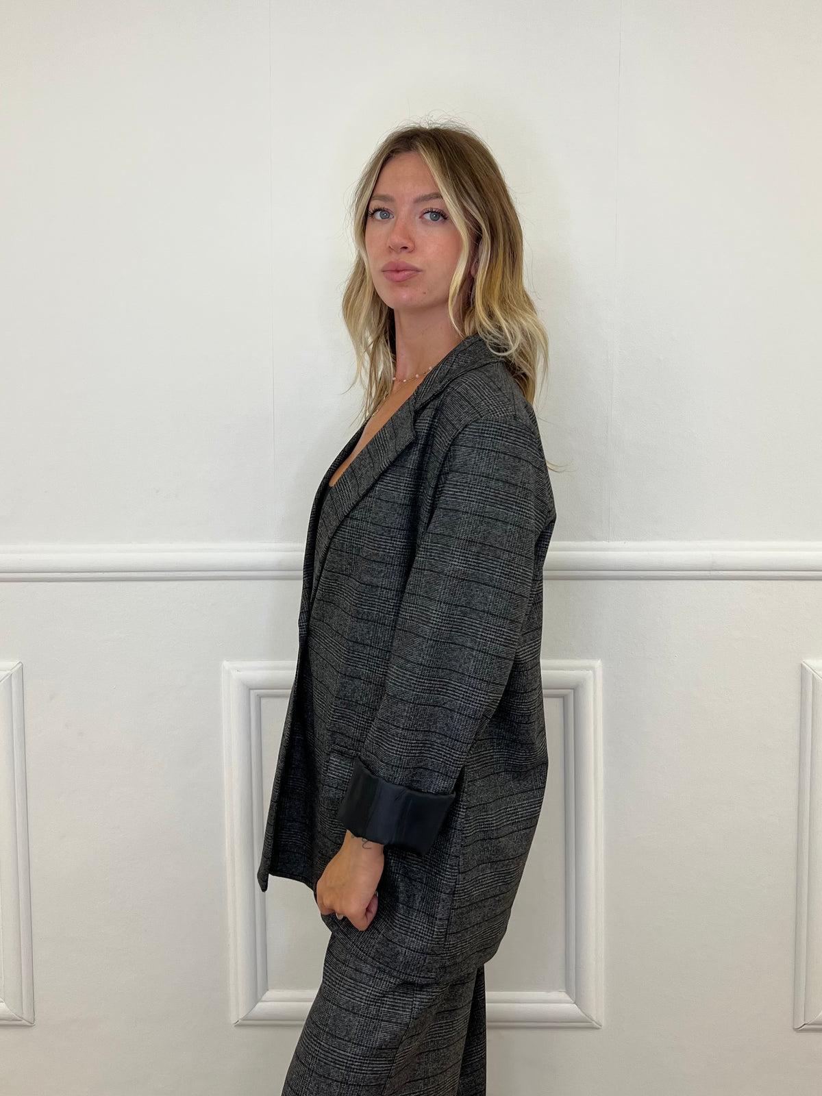 Blazer Over Principe Di Galles 4273 Grigio