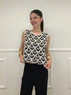 Gilet Crochet Bicolore 38023 Nero