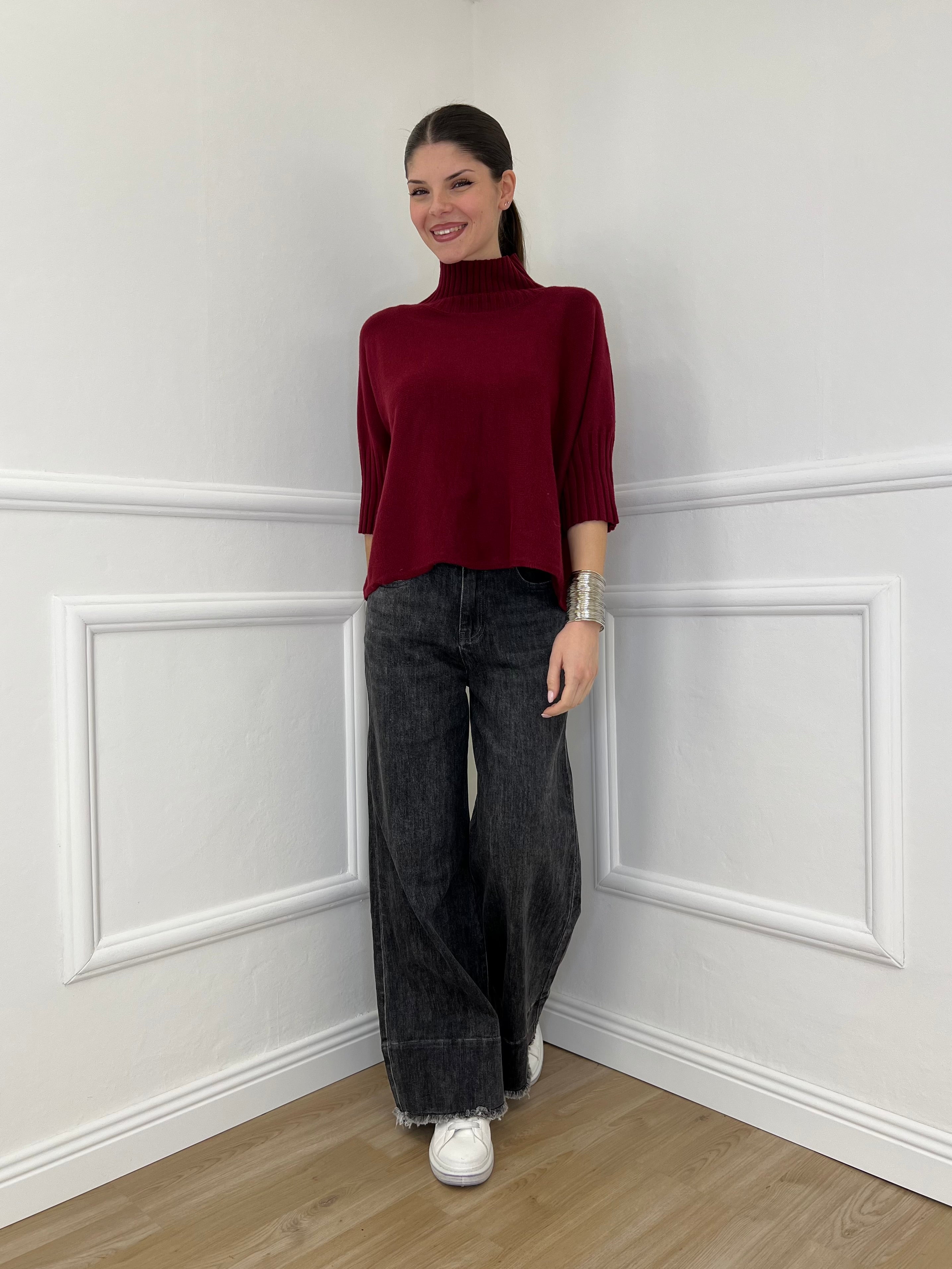 Jeans Palazzo Sfrangiato H03 Grigio