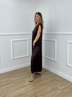 Vestito In Raso di Viscosa A00850 Marrone