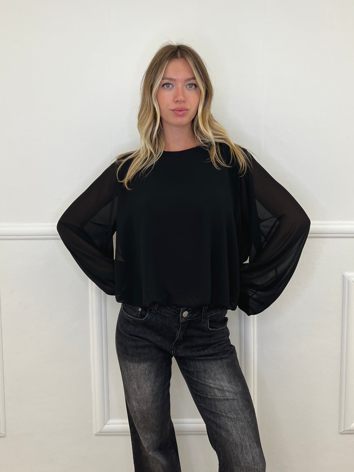 Blusa Georgette Palloncino 22017 Nero