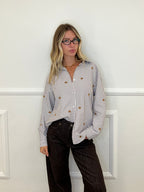 Camicia Cuori Ricamati 1255 Marrone