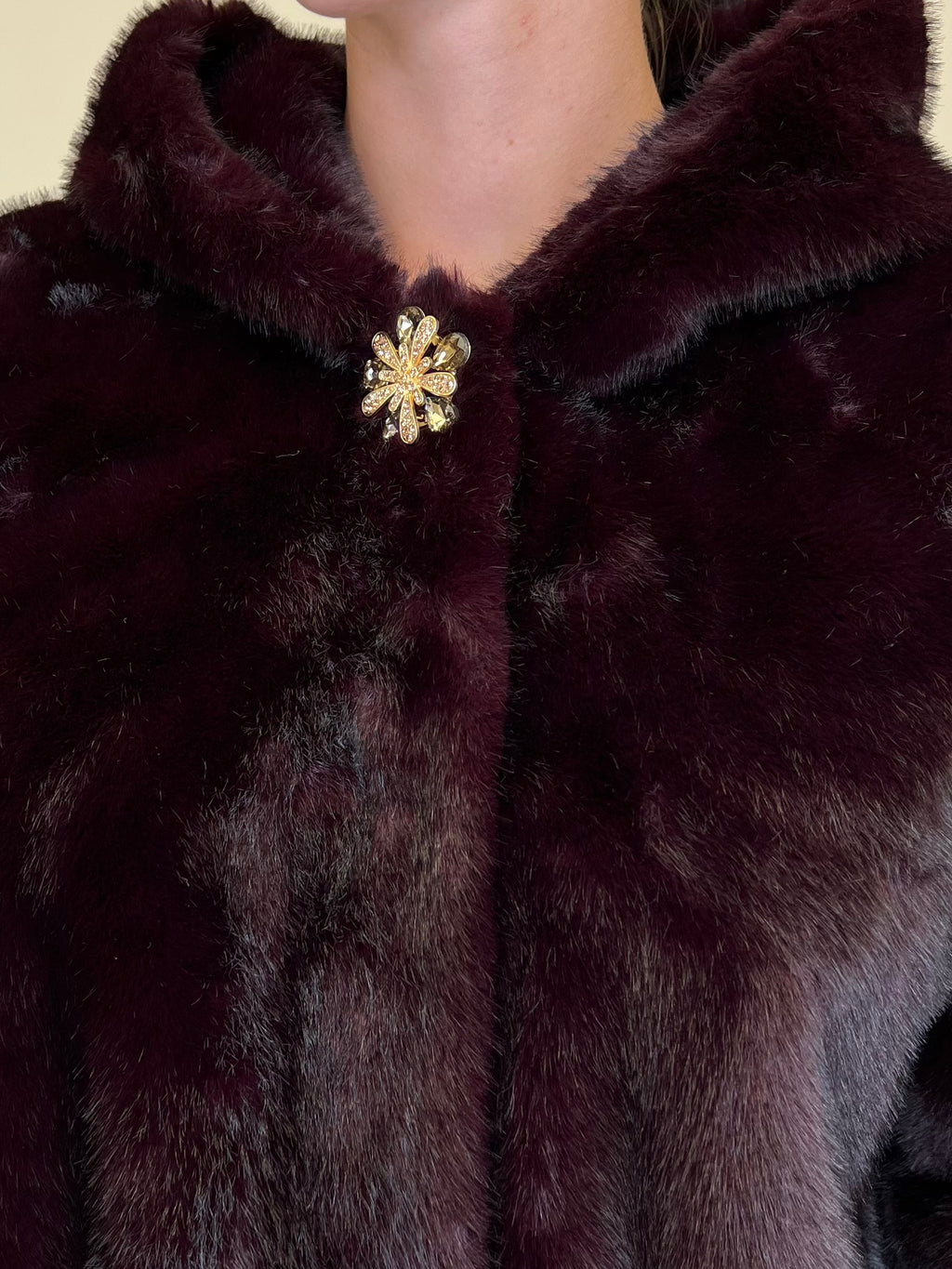 Pelliccia Gioiello Cappuccio C039 Bordeaux - Bazar Abbigliamento