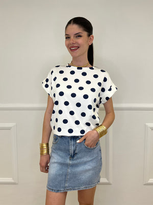 Maglia Over Pois A4305 Blu