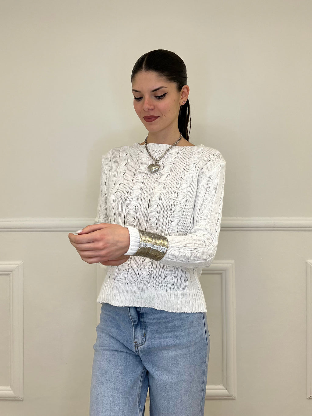 Maglia Trecce FE26122 Bianco