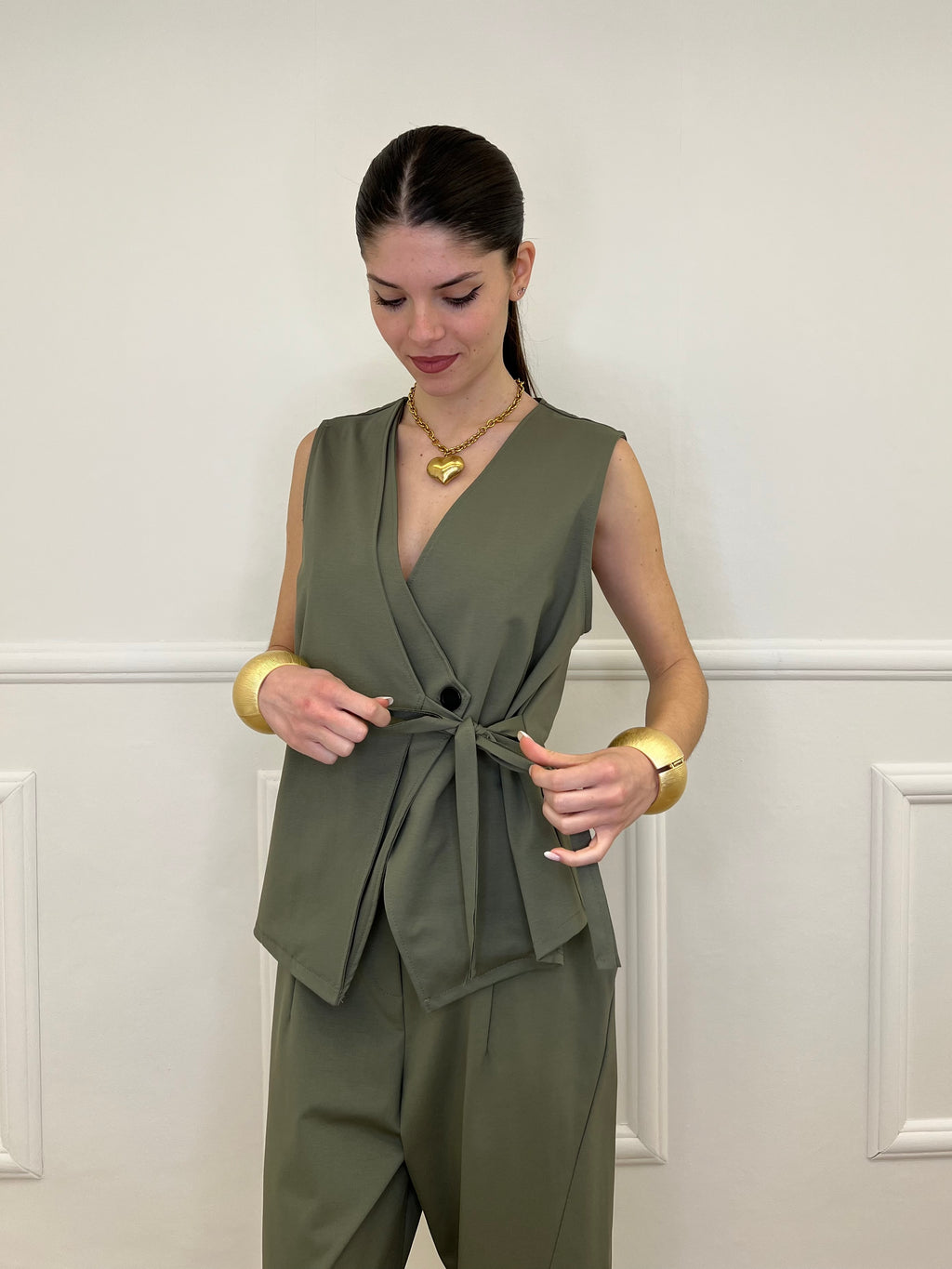 Gilet Fiocco Punto Milano 42144 Verde Militare