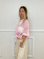 Camicia In Tencel Con Ricami 93-767 Rosa