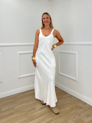 Abito Crepe Spalline 50169 Bianco