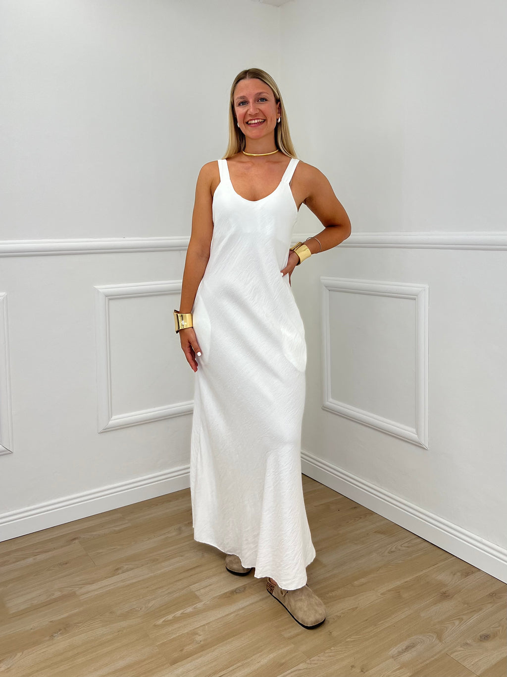Abito Crepe Spalline 50169 Bianco