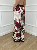 Completo Satin Pantalone Fantasia 17397 Burgundy