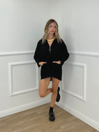 Maxi Giacca in Panno con Zip 5075 Nero