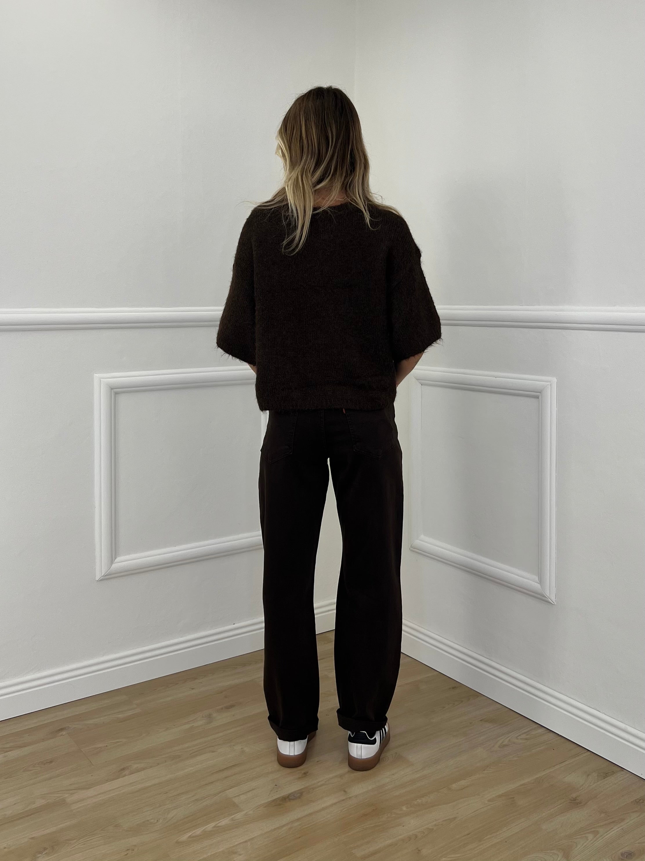 Jeans Mom Fit H3896-2 Marrone