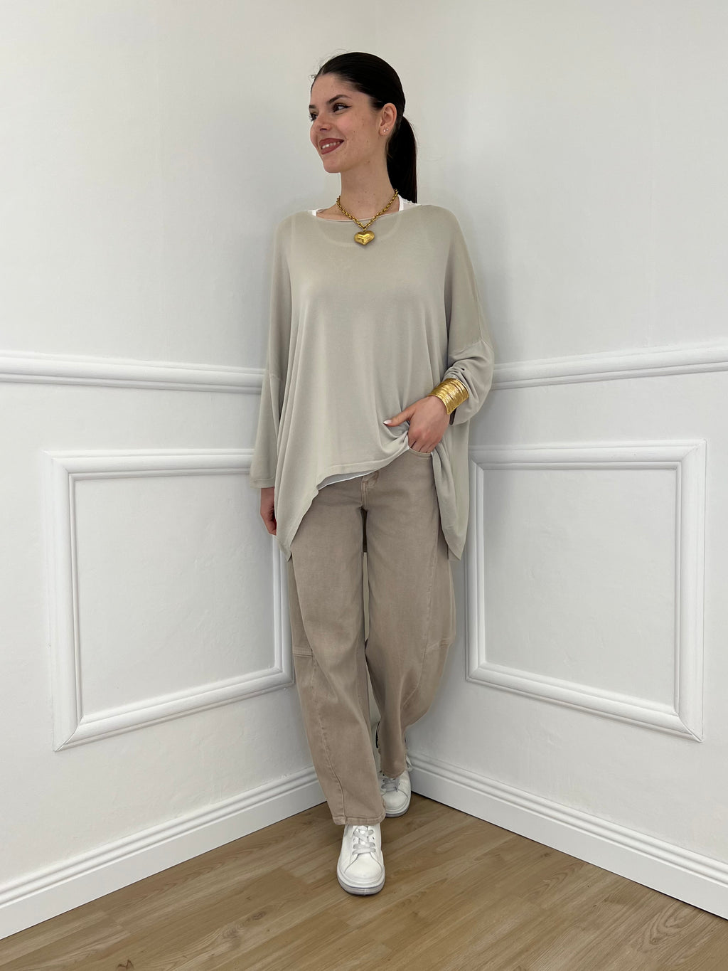 Twin Set Maxi Maglia e Canotta 53716 Ecru