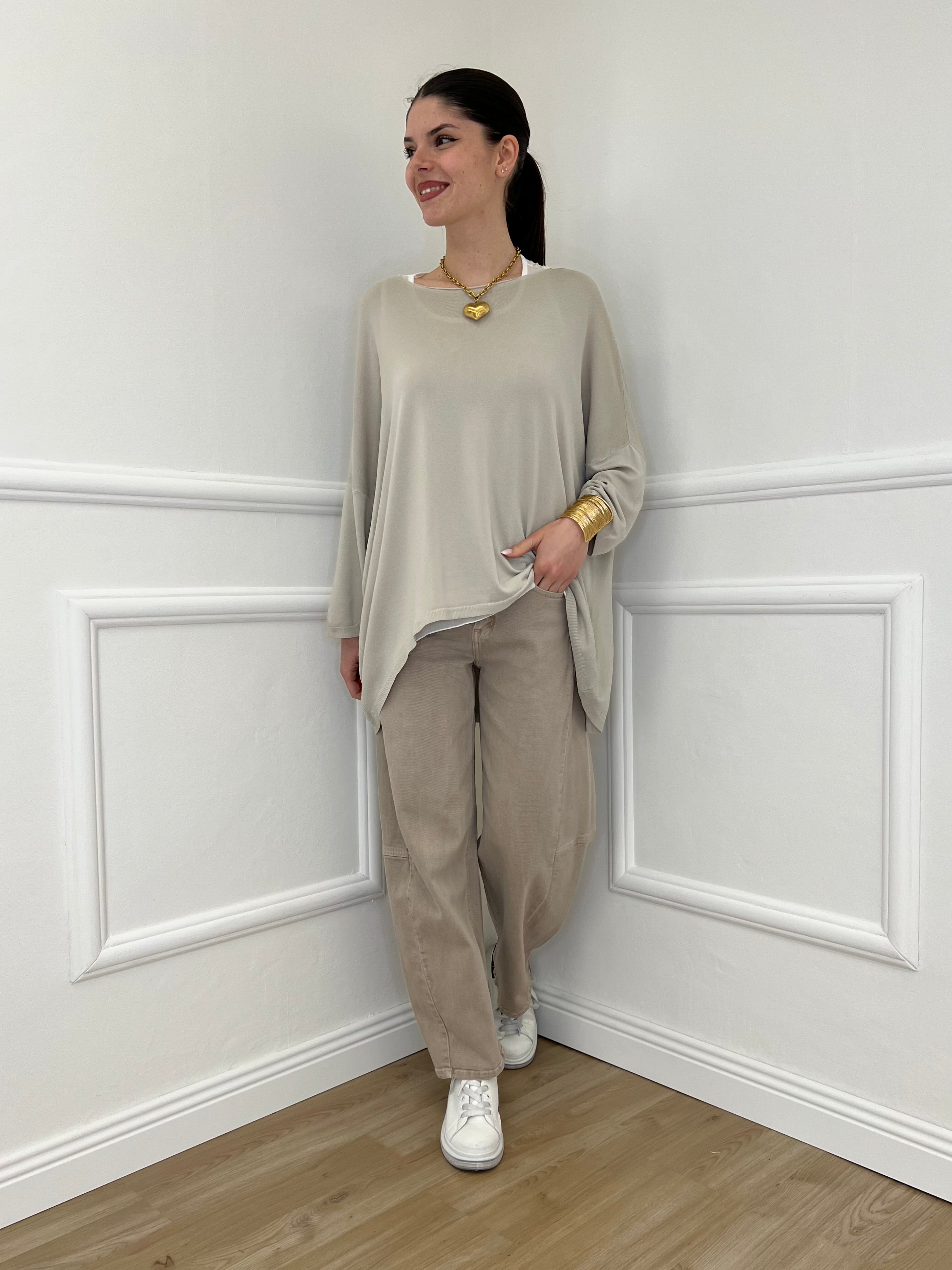 Twin Set Maxi Maglia e Canotta 53716 Ecru