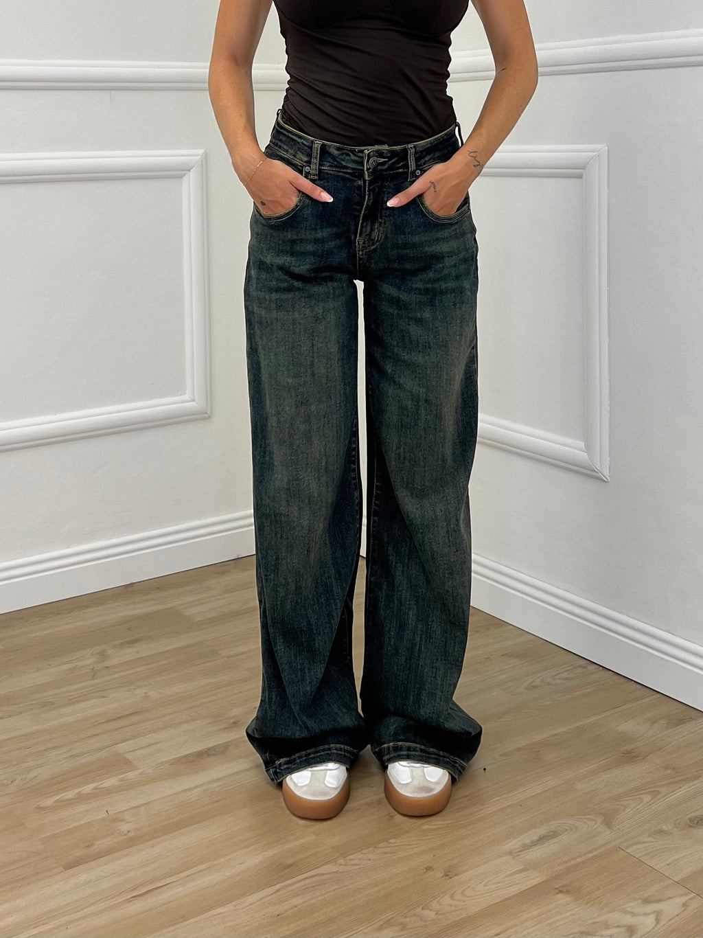 Jeans Palazzo Stonewash K7041 Blu