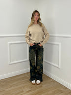 Jeans con Ricamo Floreale 3007 Blu