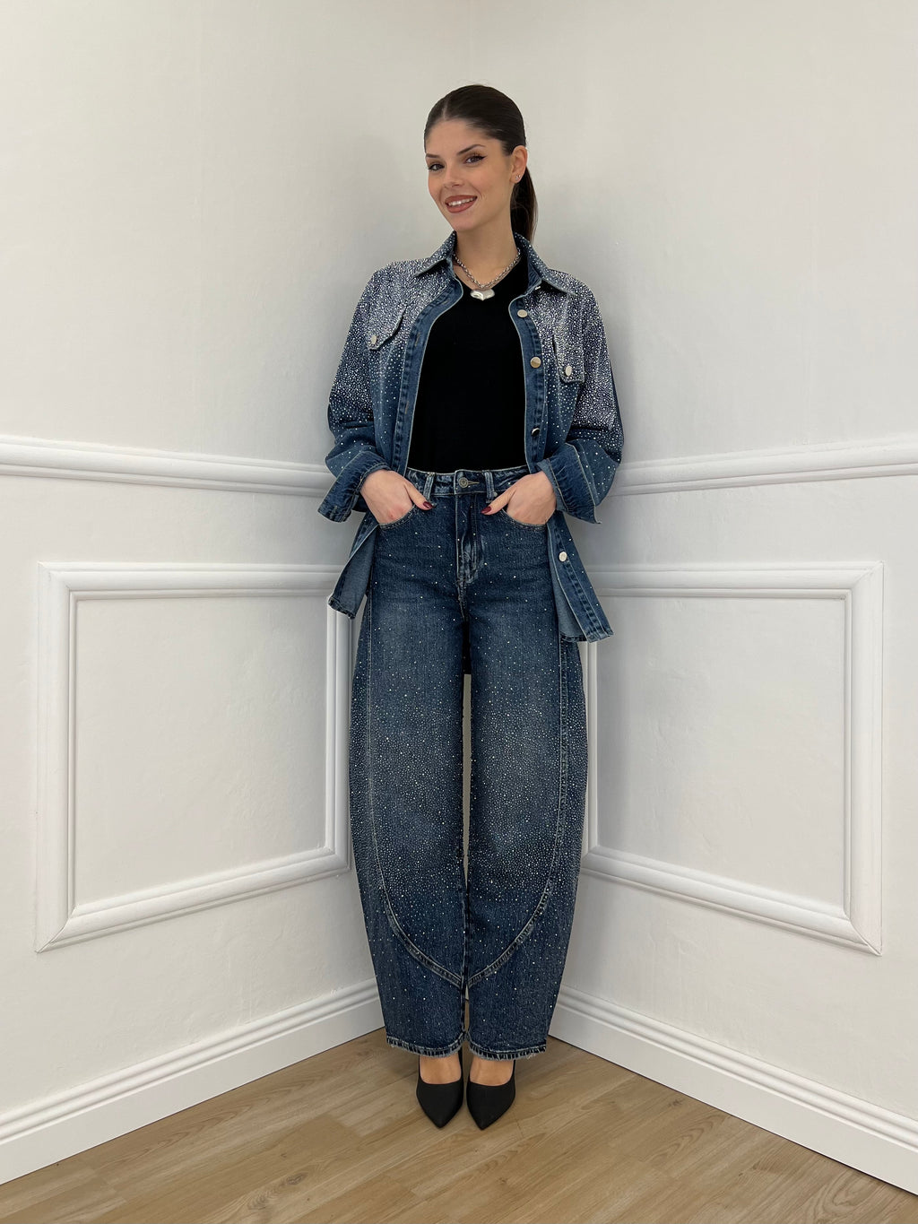 Jeans Ballon Strass 2355 Blu