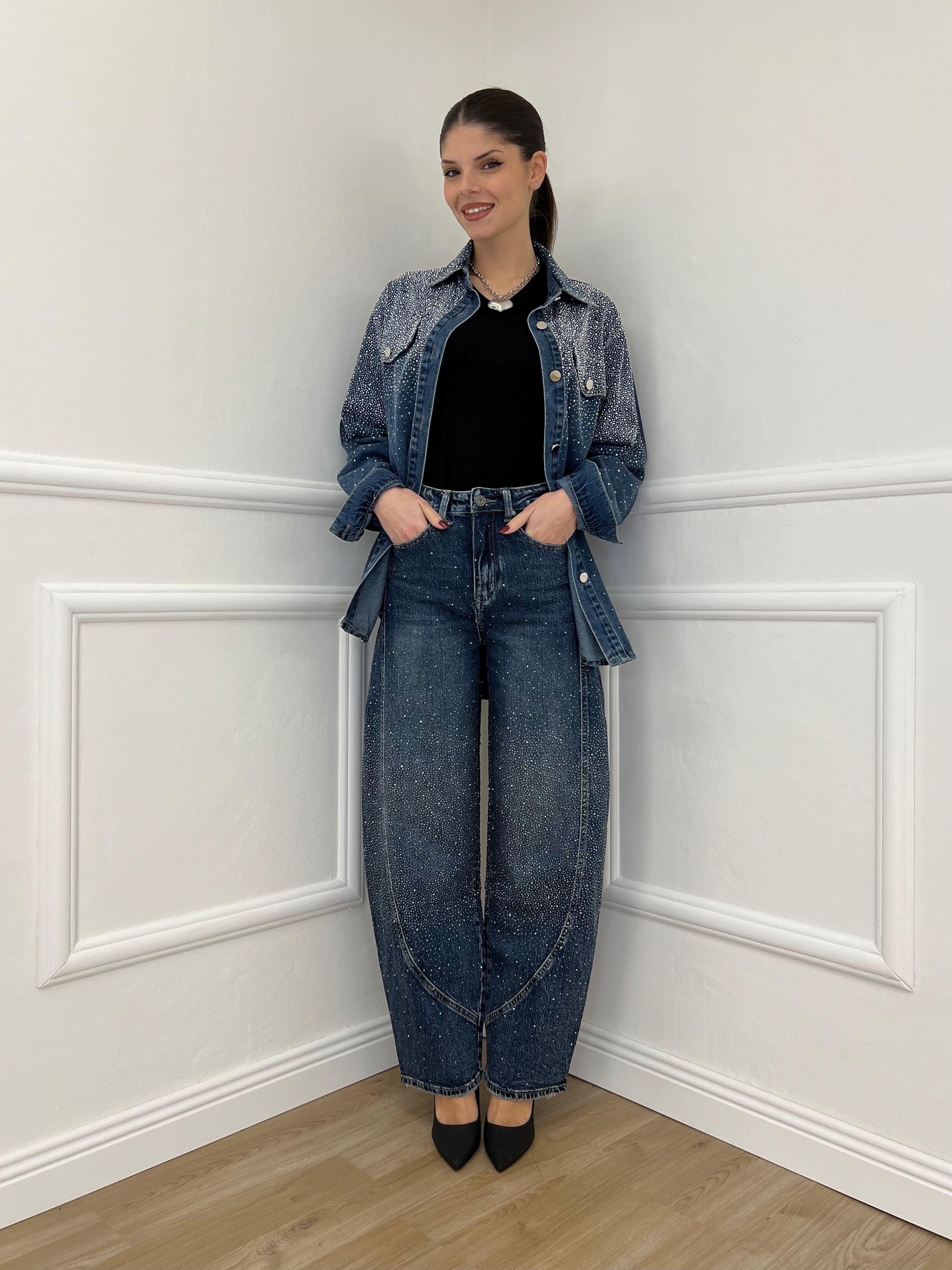 Jeans Ballon Strass 2355 Blu