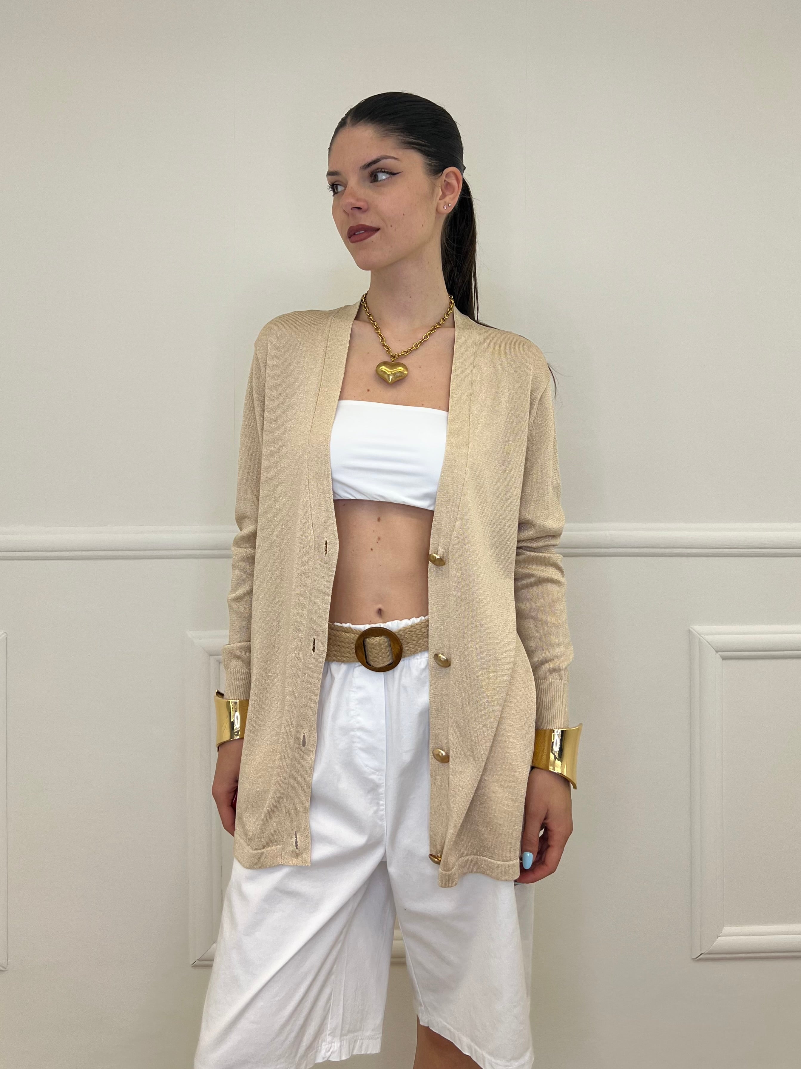 Cardigan Lurex Oversize 88081 Oro