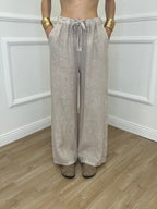 Pantalone Lino Coulisse 23216 Beige
