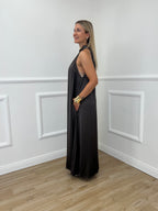 Abito Halter In Raso 9382 Marrone