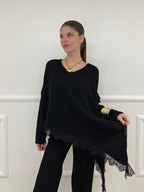 Maglia Asimmetrica Pizzo 25743 Nero