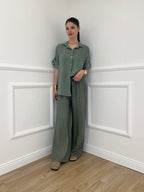 Pantalone Lino Coulisse 23216 Verde