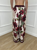 Completo Satin Pantalone Fantasia 17397 Burgundy