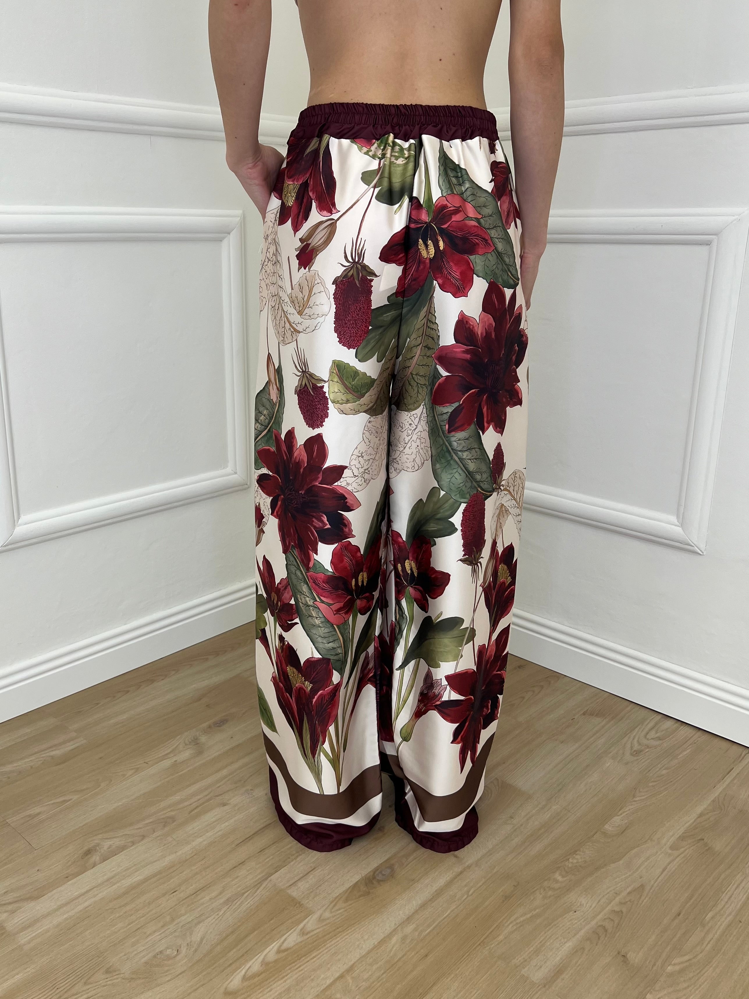 Completo Satin Pantalone Fantasia 17397 Burgundy