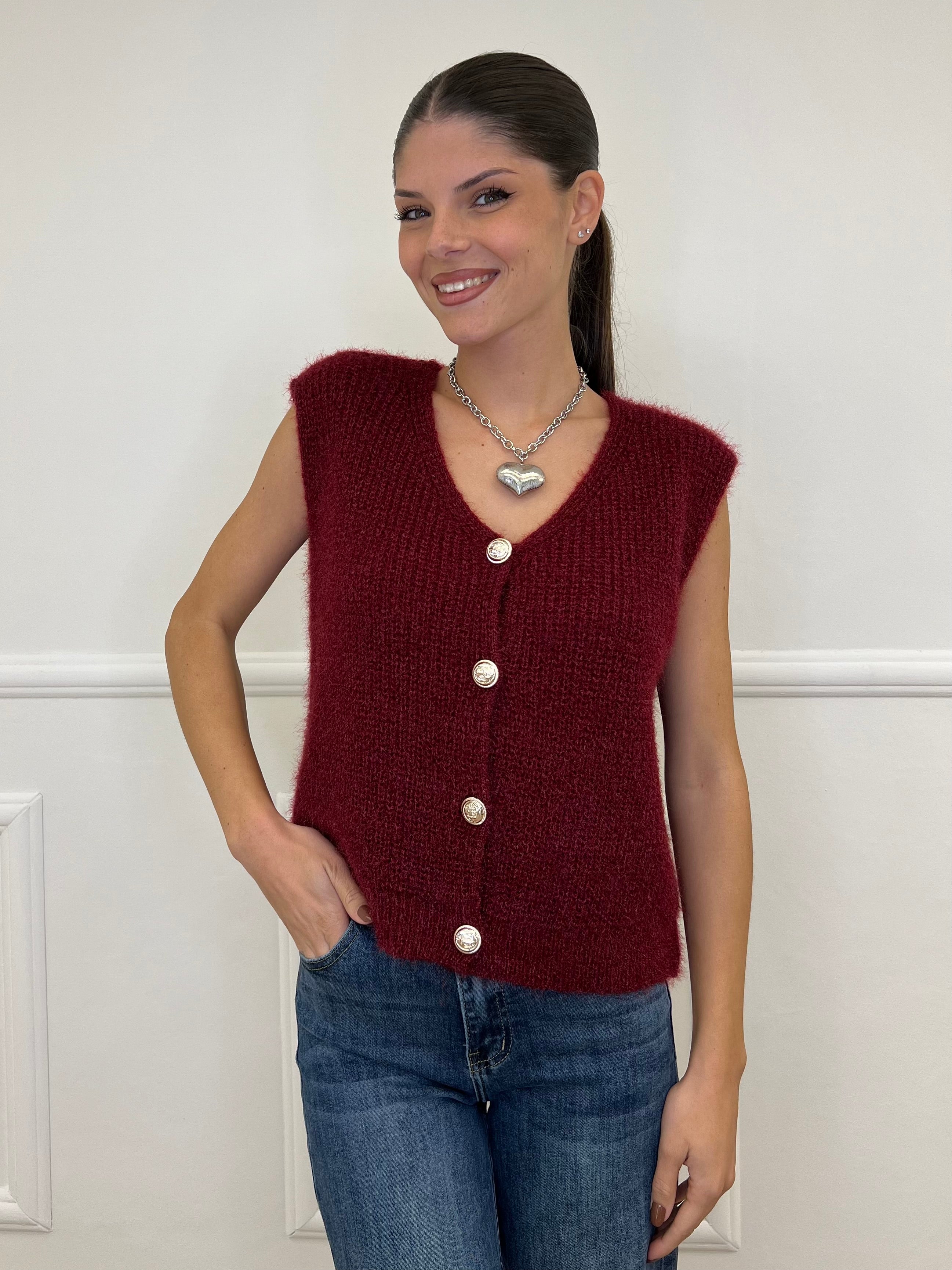 Gilet Effetto Mohair 8889 Bordeaux