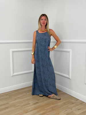 Vestito Viscosa Pois 765 Moro e Azzurro
