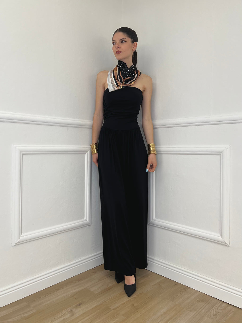Tuta a Fascia Con Foulard 22498 Nero