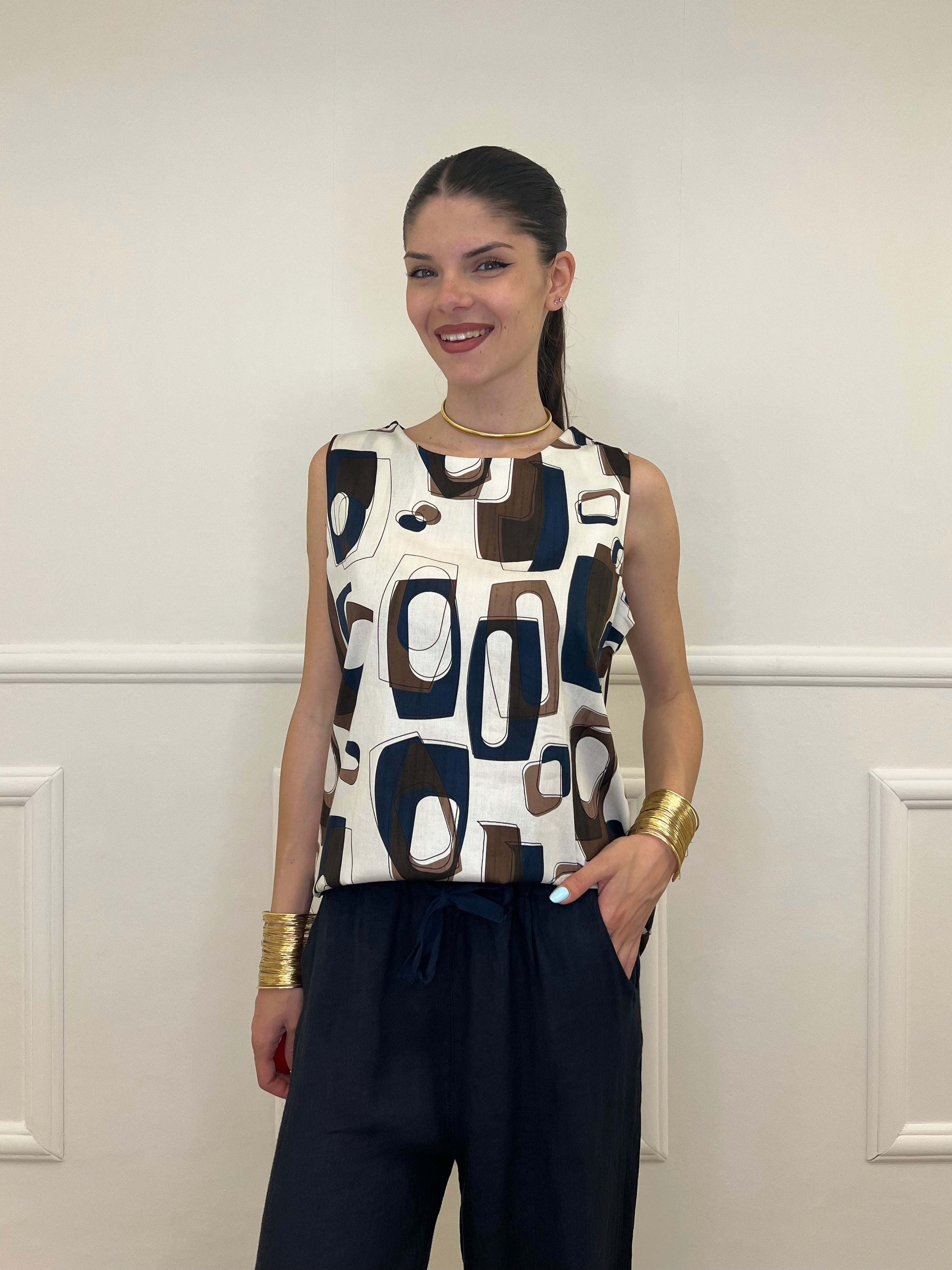 Blusa Smanicata a Trapezio Fantasia 3138