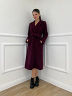 Cappotto Bouclé Cintura 91022 Burgundy